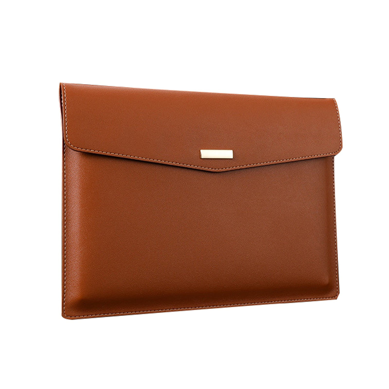 PU Leather A4 File Folder, Heavy Duty Document Holder, Waterproof Portfolio Envelope Folder Case with Snap Closure (Brown) 13x9.6 13" x 9.6" Brown