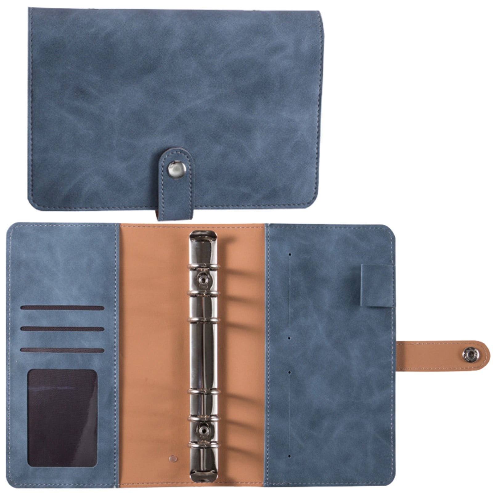 A6 PU Leather Notebook Binder Planner Budget Organizer Round Ring Binder Cover Magnetic Personal Planner Binder with 12 Binder Pocket Binder Zipper Folder for Bill Planner (Red) 4.92x7.48 4.92" x 7.48" Beige