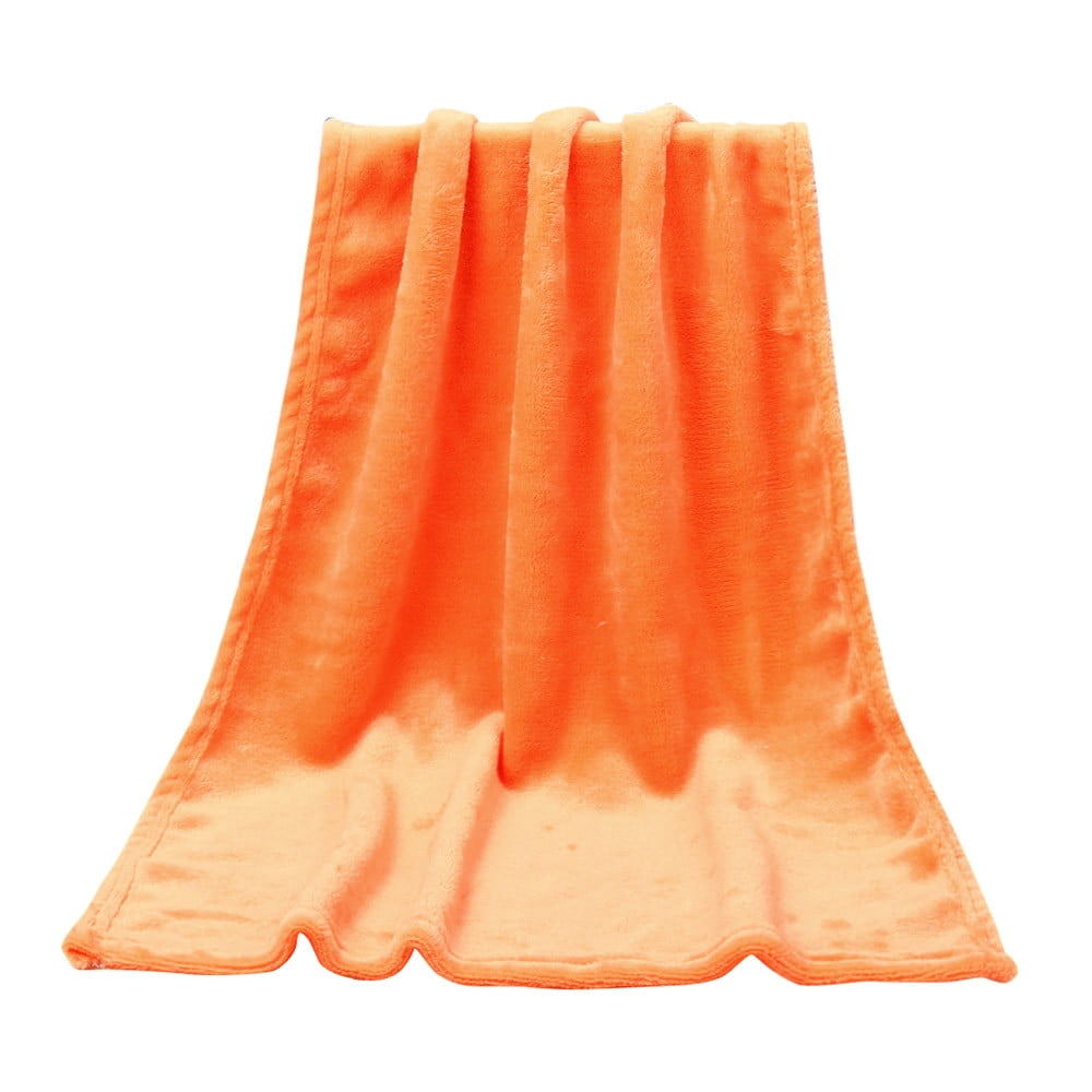 50X70CM Fashion Solid Flannel Blanket - Soft Warm Coral Plaid Throw for Kids | Cozy Small Blanket for Couch, Bed & Home | Lightweight Solid Color Fleece Blanket with Plaid Pattern(Watermelon Red) Orange