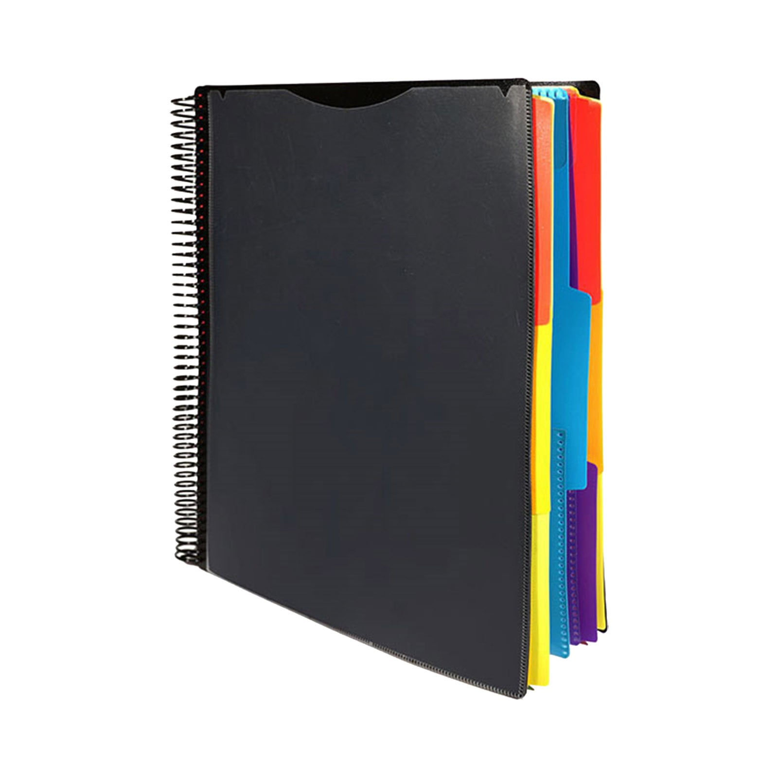 Spiral Binder Project Organizer - 6/12 Pockets with Assorted Tabs, Tear Poly Material, 1/3 Cut Tabs, Letter Size,Pocket Binder, Project Folder, Organizer with Tabs, School Project Holder(12 Pages) 6 Pages