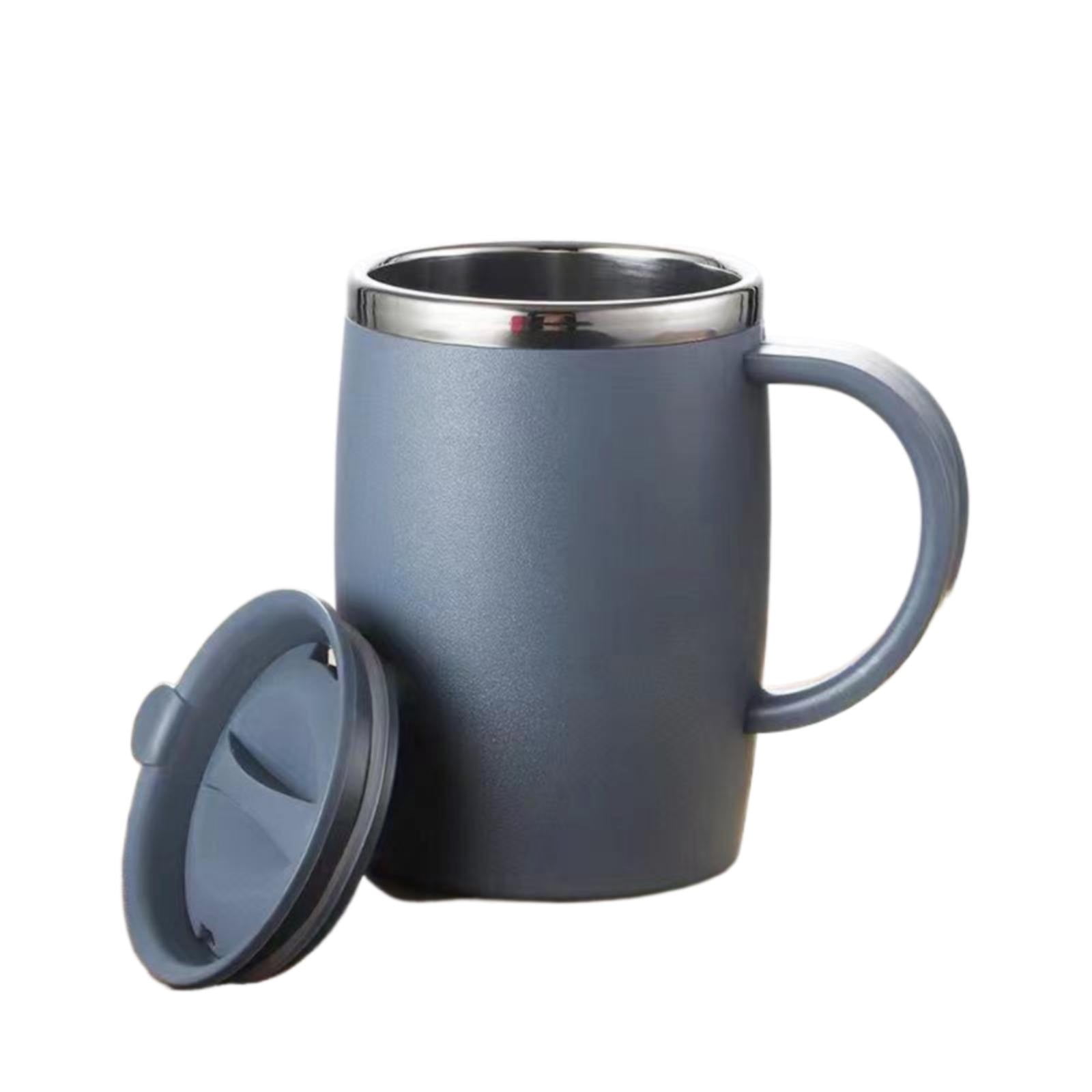 17oz Double Wall Insulated Desk Mug with Lid and Handle, Stainless steel Reusable Cup, Spill-Proof, Microwave & Dishwasher Safe, Wide Mouth, Cup Holder Friendly (Blue) 3.42x5.11 3.42" x 5.11" Red