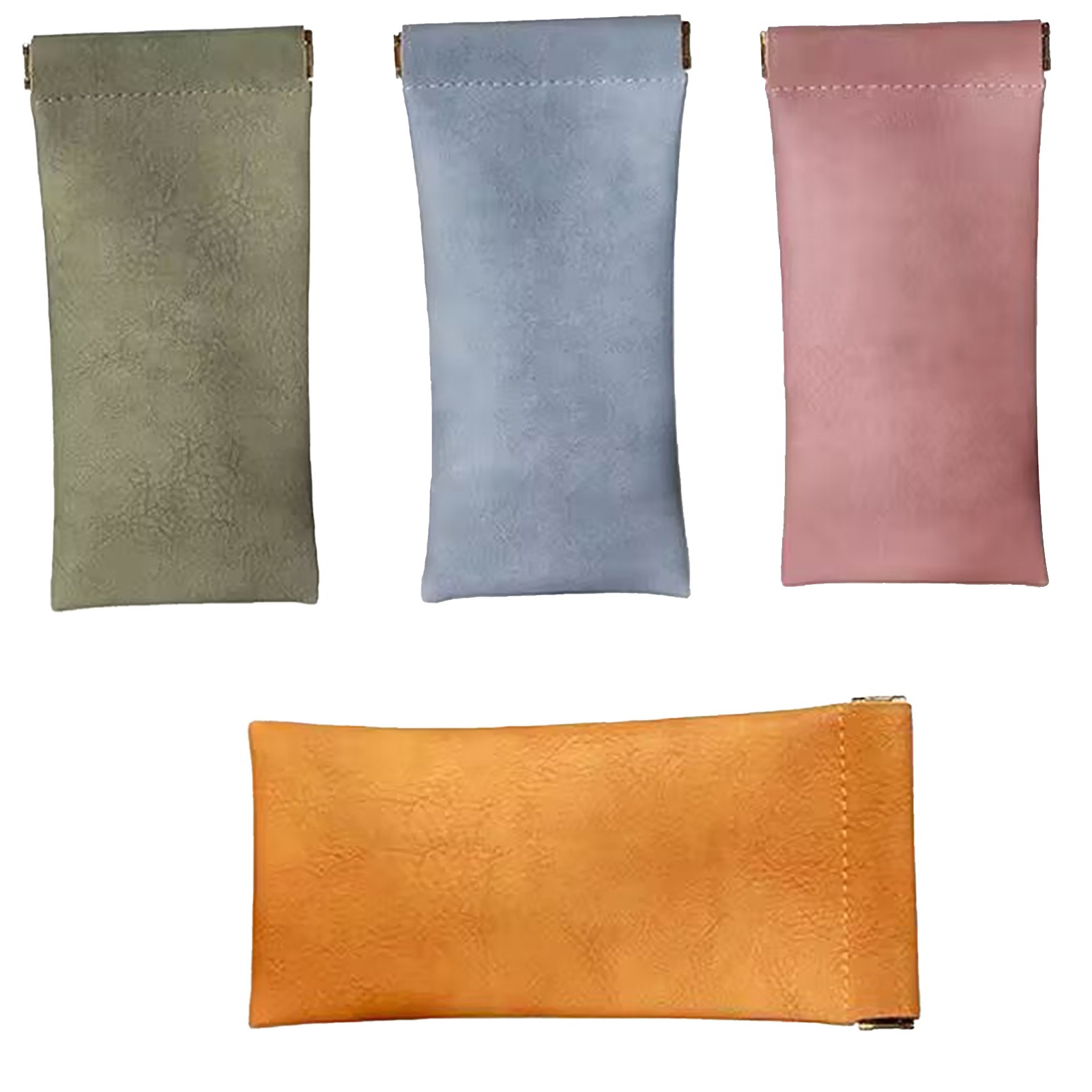 Glasses Case, Soft Eyeglass Case, Portable Squeeze Top Leather Glasses Case, Anti-Scratch Eyeglass Case For Women Men (Orange/1 Pcs) 3.14x6.88 3.14" x 6.88" Blue/1 Pcs
