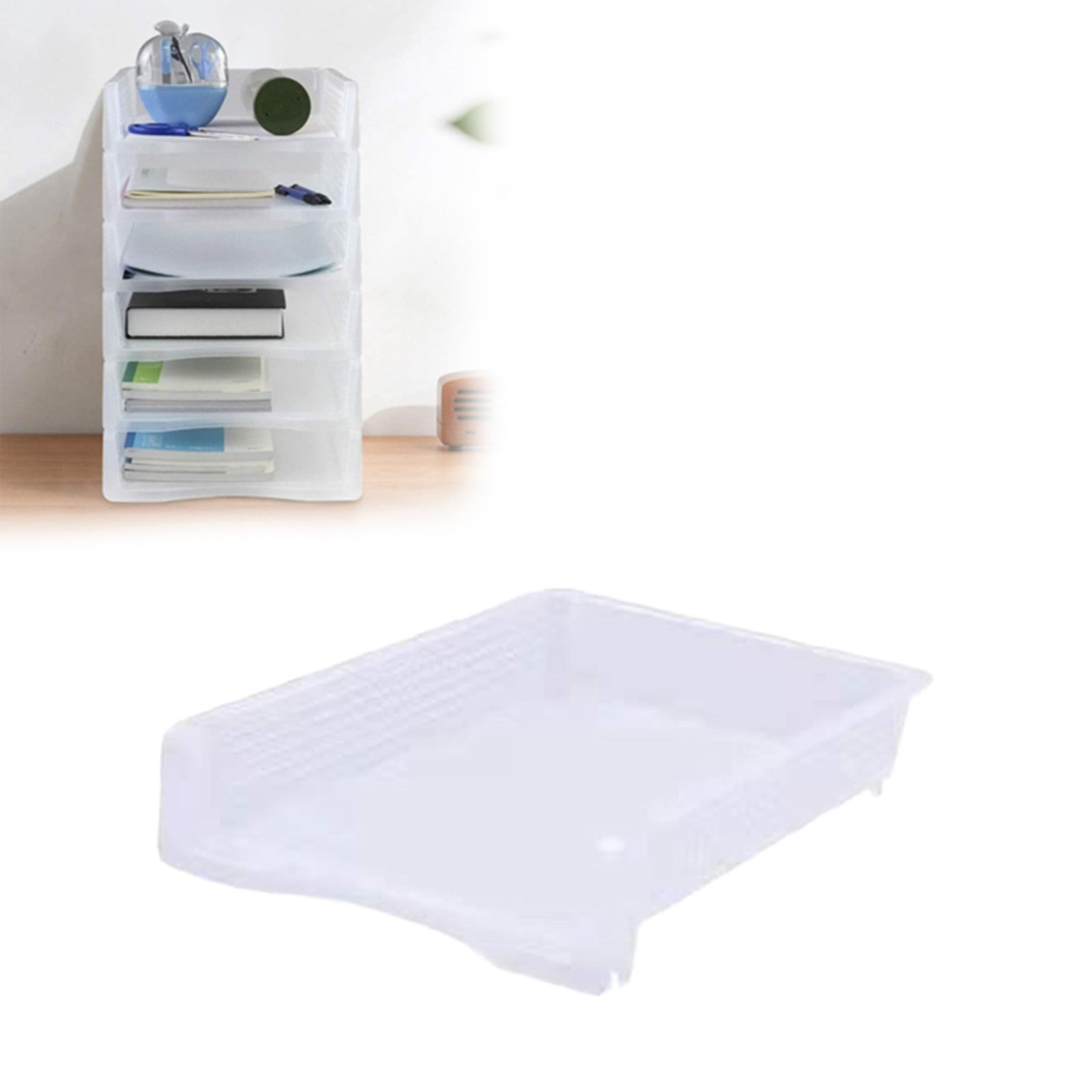 Stackable Paper Trays, Heavy Duty Rectangular Plastic Desk Holder Desktop Document File Organizer Storage Letter for Office Classroom (Clear) 12.8x9.84x2.16 12.8" x 9.84" x 2.16" Grey