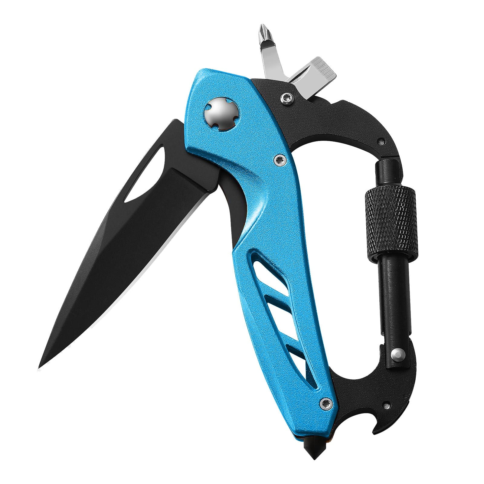 Portable 2-in-1 Multifunctional Folding Pocket Knife,All-in-One Outdoor Portable Multifunctional Red Folding Pocket Tool Multiple Functions Tool with Bottle Opener, Window Breaker Screwdriver,Red Blue