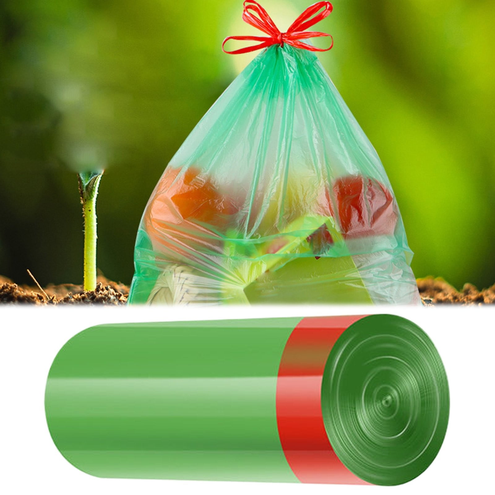 Trash Bags, Garbage Bag,Heavy Duty Trash Bags, Disposable Kitchen Drawstring Strong Bag,Multipurpose Drawstring Trash Bags,Home Kitchen Trash Bags,Kitchen Food Scrap Bin Liners,Green 17.72" x 21.65" Black