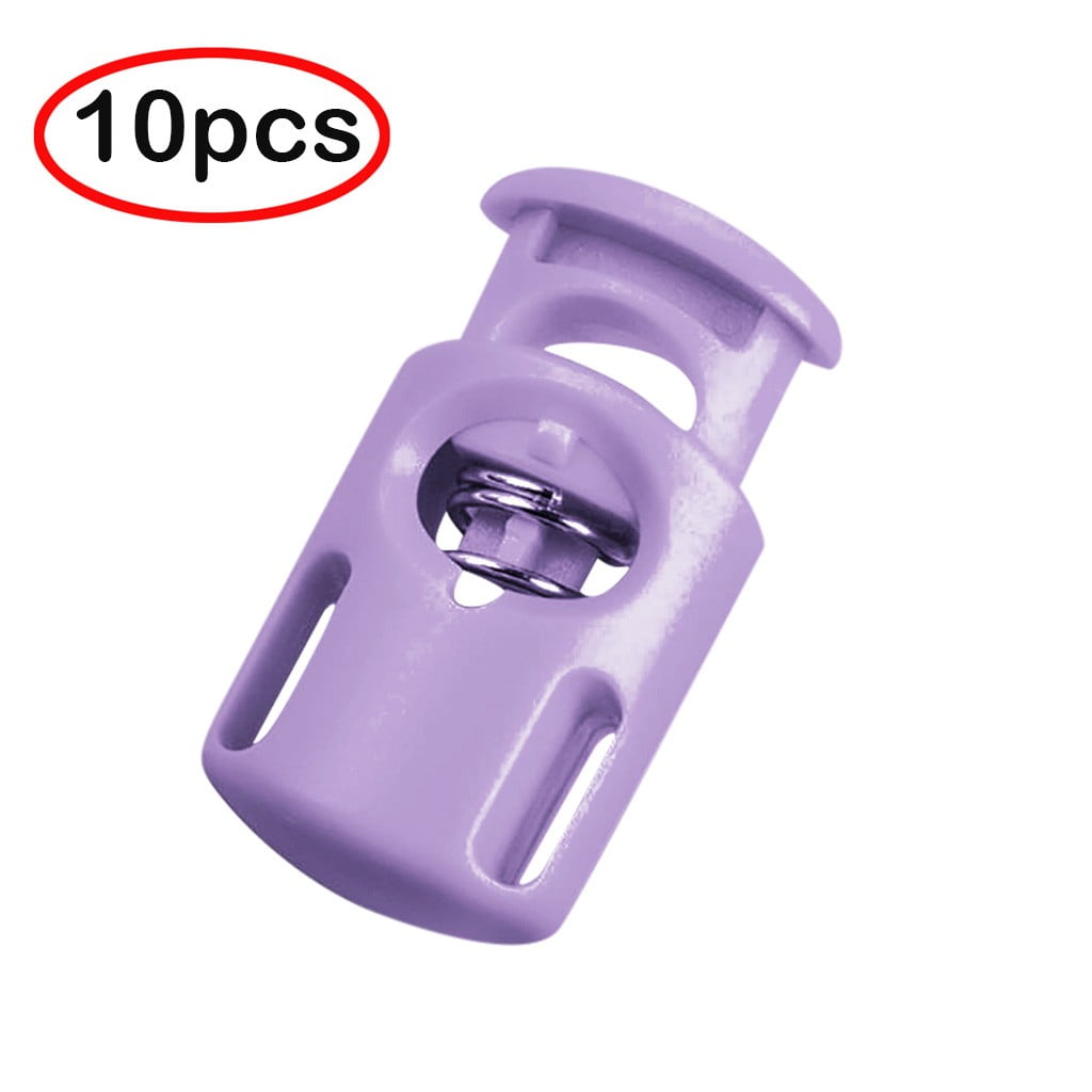 10Pcs Plastic Spring Cord Locks,Plastic Cord Locks Single Hole Spring Toggle Stopper Cord Stops,Cord Lock for Drawstring, Paracord Toggle Stopper Clasp,Shoelaces, Drawstrings, Paracord, Bags,Black Purple