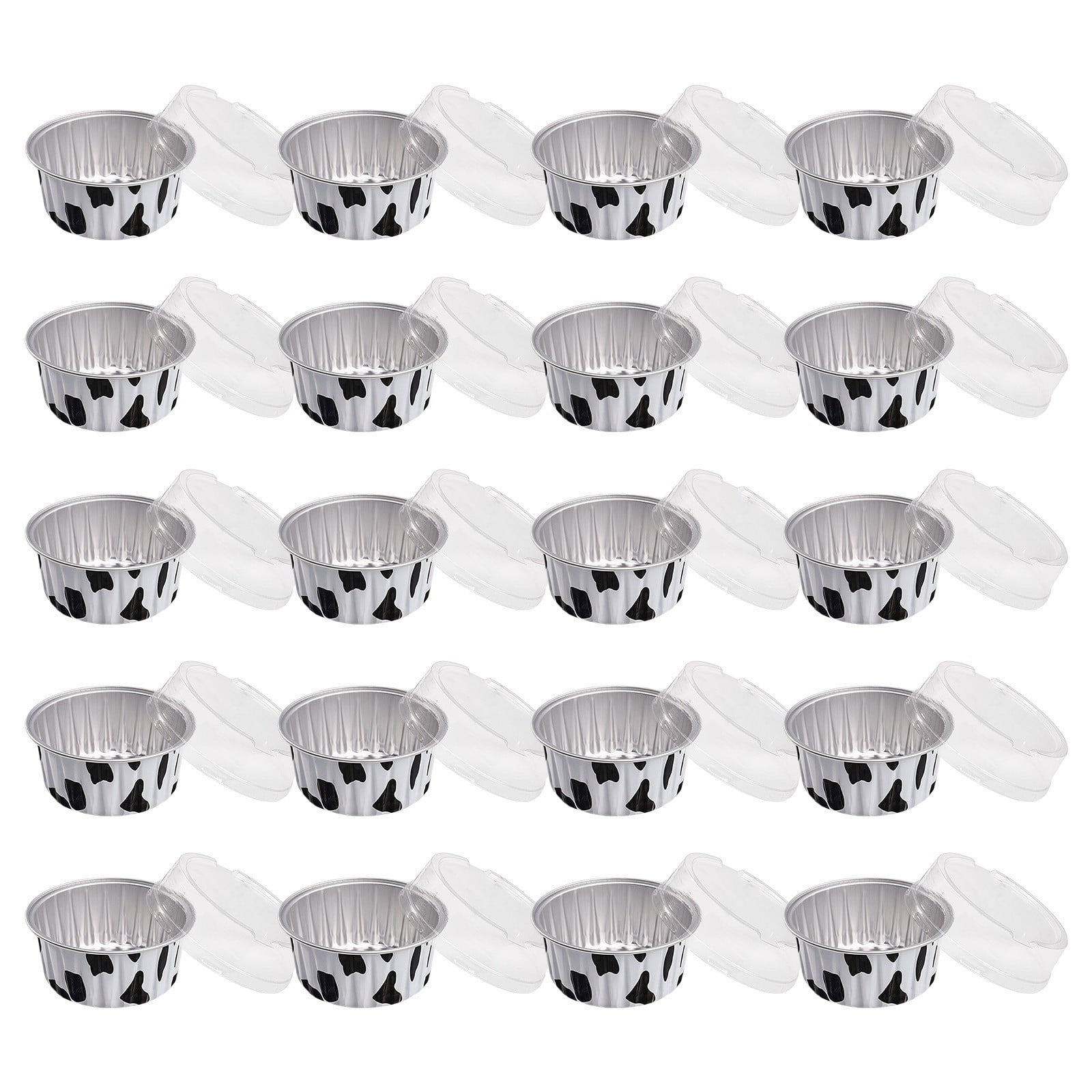Aluminum Foil Baking Cups with Lids,20pcs Round Pudding and Cake Molds,Heat-Resistant Up to 250°C,Reusable for Oven,Microwave,and BBQ,Ideal for Parties,Catering,and Home Baking White