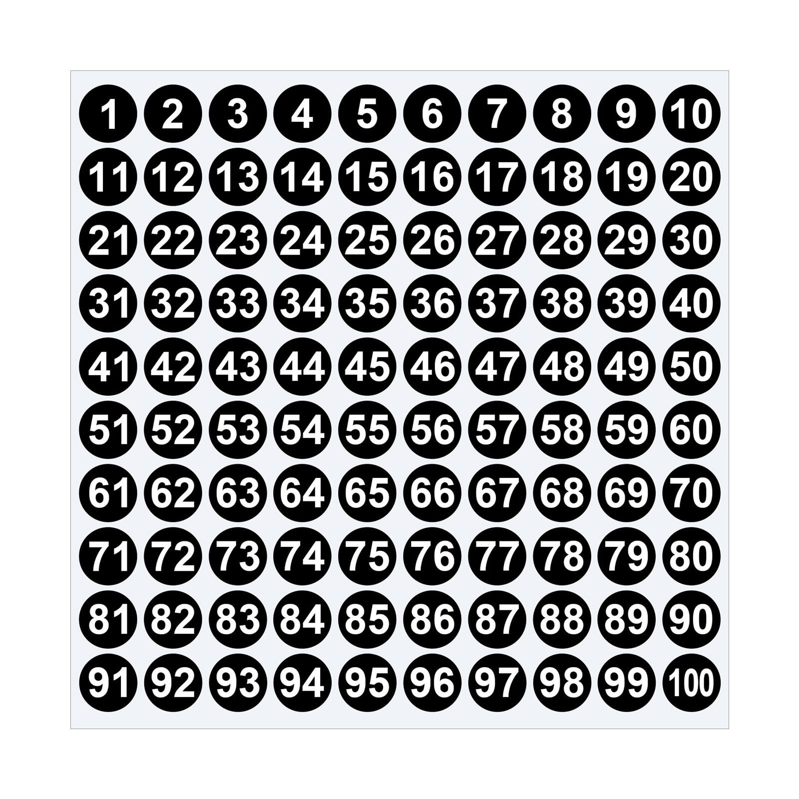 1 Inch Round Number Stickers,1-100 Multi-Color Self-Adhesive Labels for Mailbox,Scrapbook,and DIY Crafts,Easy to Peel and Stick on Various Surfaces,Durable Paper Material for Long-Lasting Use Black