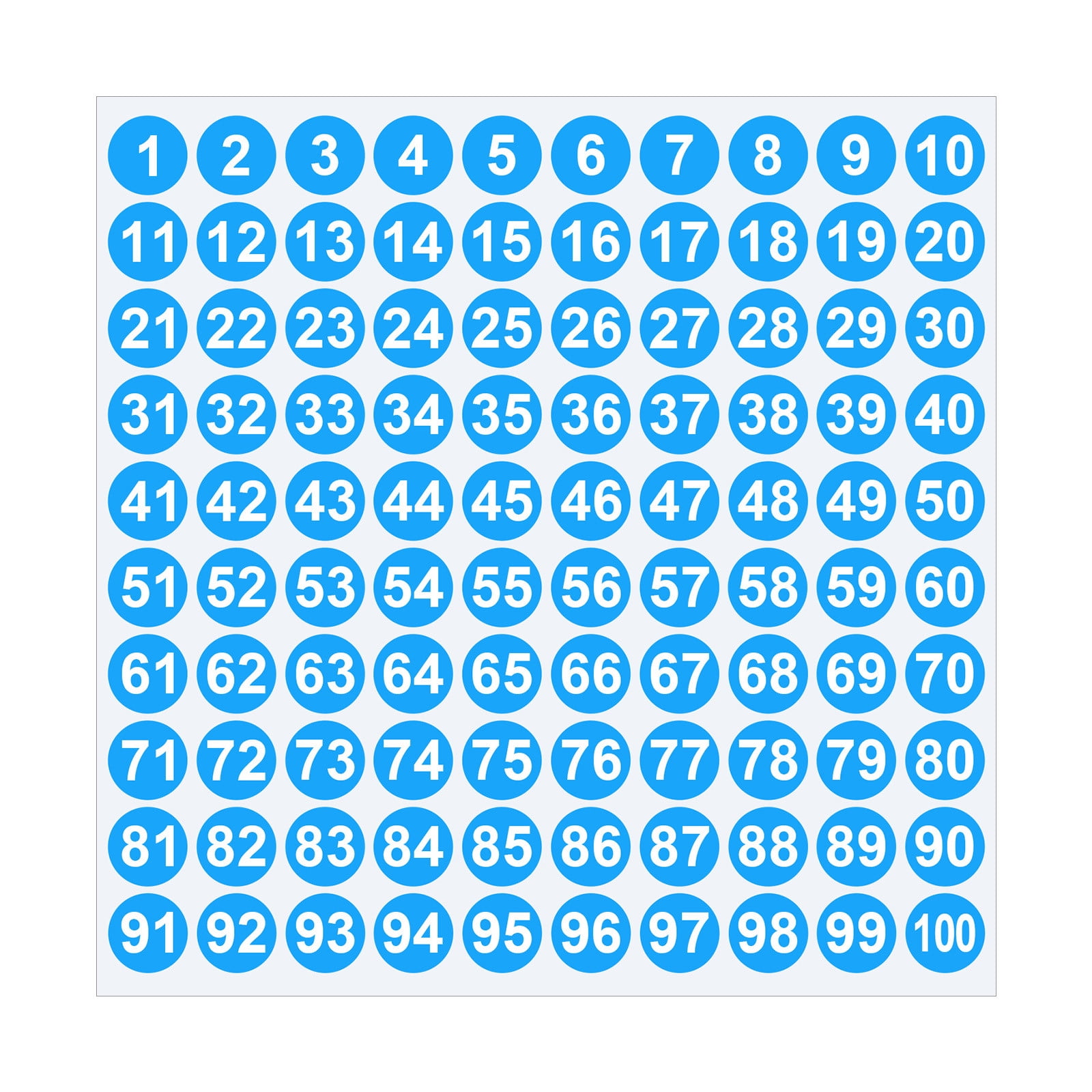 1 Inch Round Number Stickers,1-100 Multi-Color Self-Adhesive Labels for Mailbox,Scrapbook,and DIY Crafts,Easy to Peel and Stick on Various Surfaces,Durable Paper Material for Long-Lasting Use Blue