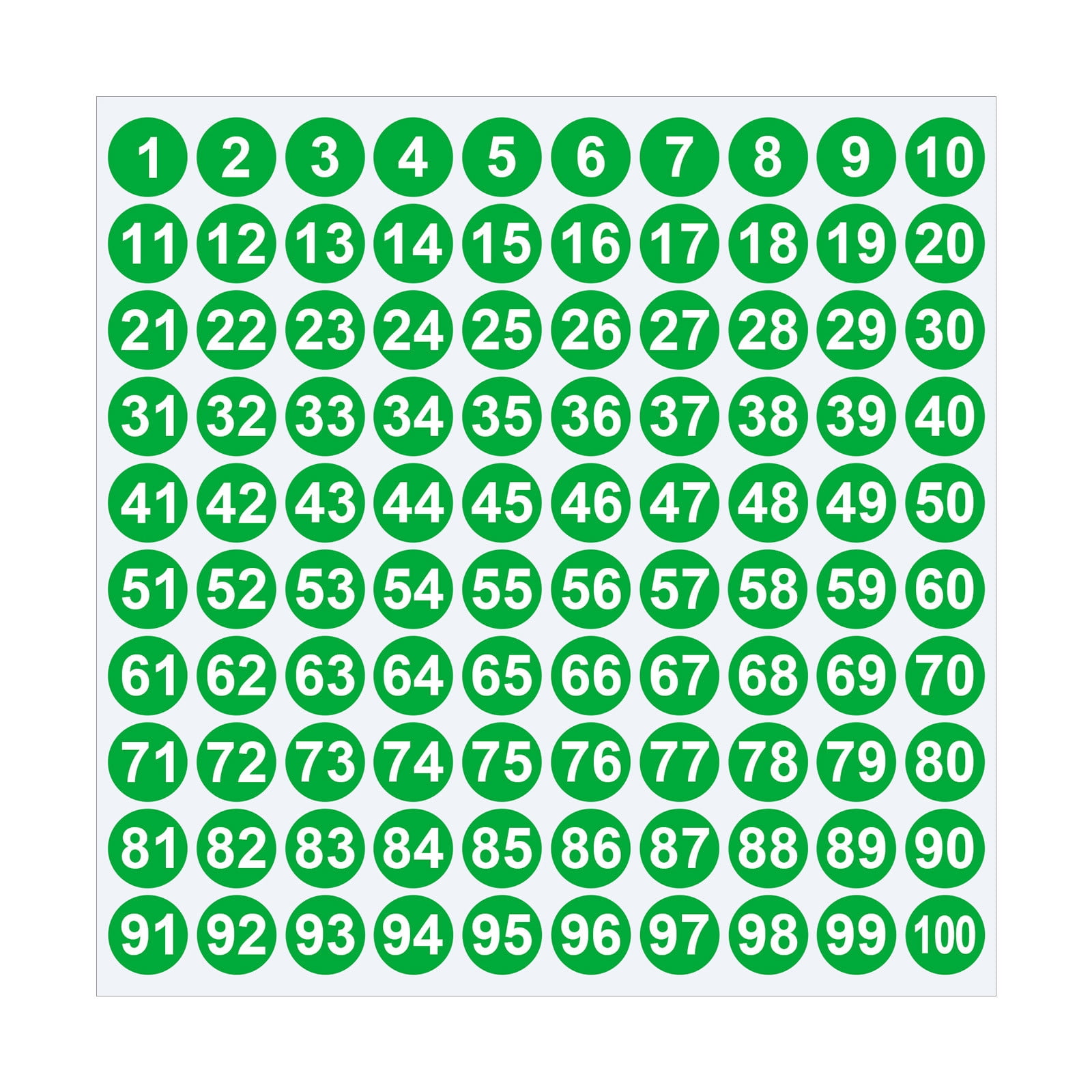 1 Inch Round Number Stickers,1-100 Multi-Color Self-Adhesive Labels for Mailbox,Scrapbook,and DIY Crafts,Easy to Peel and Stick on Various Surfaces,Durable Paper Material for Long-Lasting Use Green