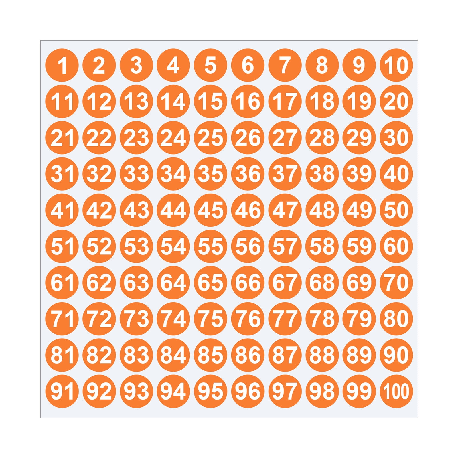 1 Inch Round Number Stickers,1-100 Multi-Color Self-Adhesive Labels for Mailbox,Scrapbook,and DIY Crafts,Easy to Peel and Stick on Various Surfaces,Durable Paper Material for Long-Lasting Use Orange