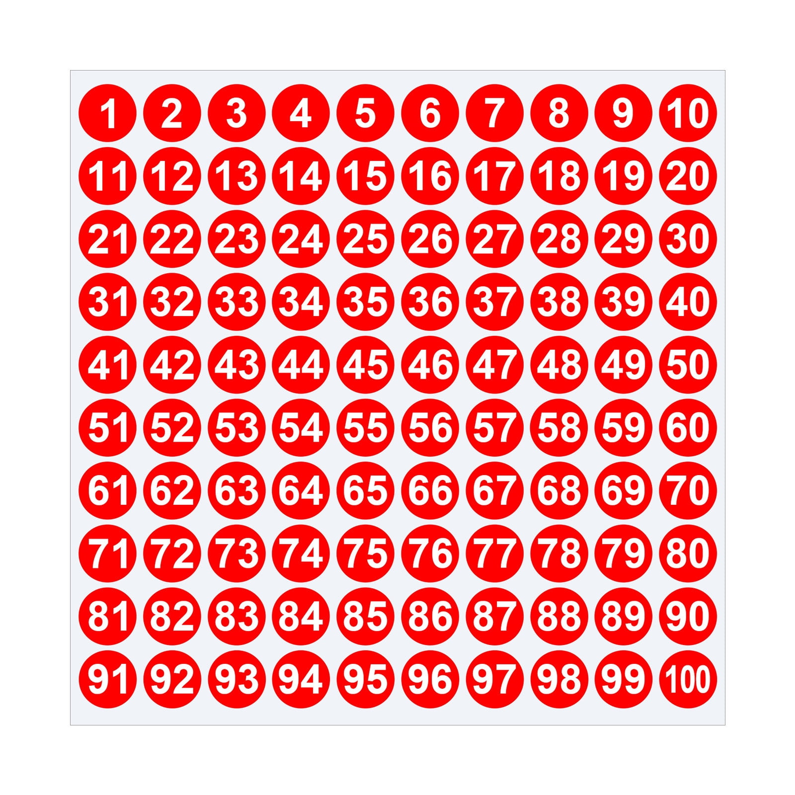 1 Inch Round Number Stickers,1-100 Multi-Color Self-Adhesive Labels for Mailbox,Scrapbook,and DIY Crafts,Easy to Peel and Stick on Various Surfaces,Durable Paper Material for Long-Lasting Use Red
