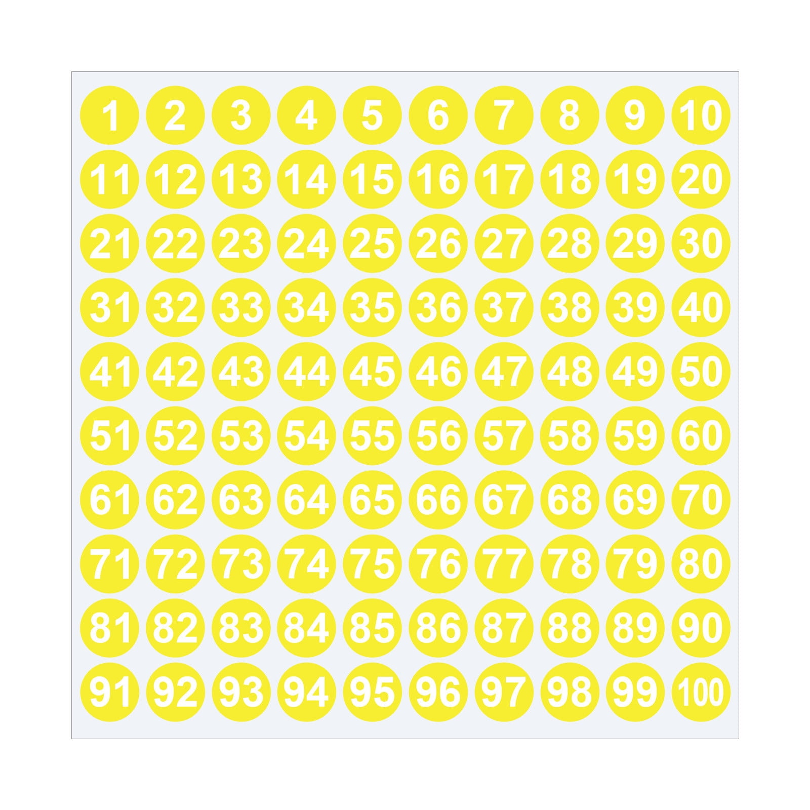 1 Inch Round Number Stickers,1-100 Multi-Color Self-Adhesive Labels for Mailbox,Scrapbook,and DIY Crafts,Easy to Peel and Stick on Various Surfaces,Durable Paper Material for Long-Lasting Use Yellow