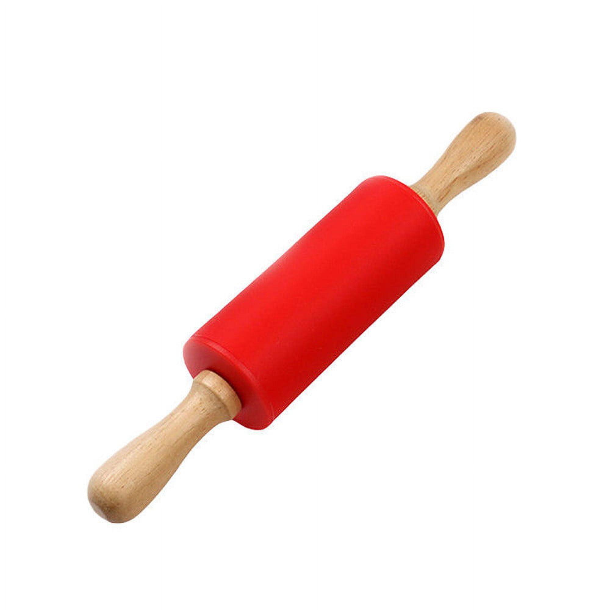 Mini Silicone Rolling Pin, Small Dough Roller with Wood Handle, Non-stick Rolling Pins with Handle, for Craft Kitchen Dough Cookie Pastry Fondant Cake, 1 Pcs, 8.86 Inches 8.86" Sky Blue*1
