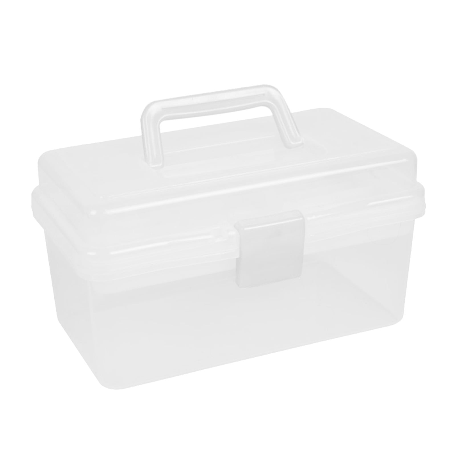 Transparent Storage Box, Clear Storage Latch Box Plastic Container Plastic Carrying Case with Handle and Latches for Home Desktop, 1 Pcs, 7.68x4.13x4.33 7.08" x 3.54" x 4.13" Green