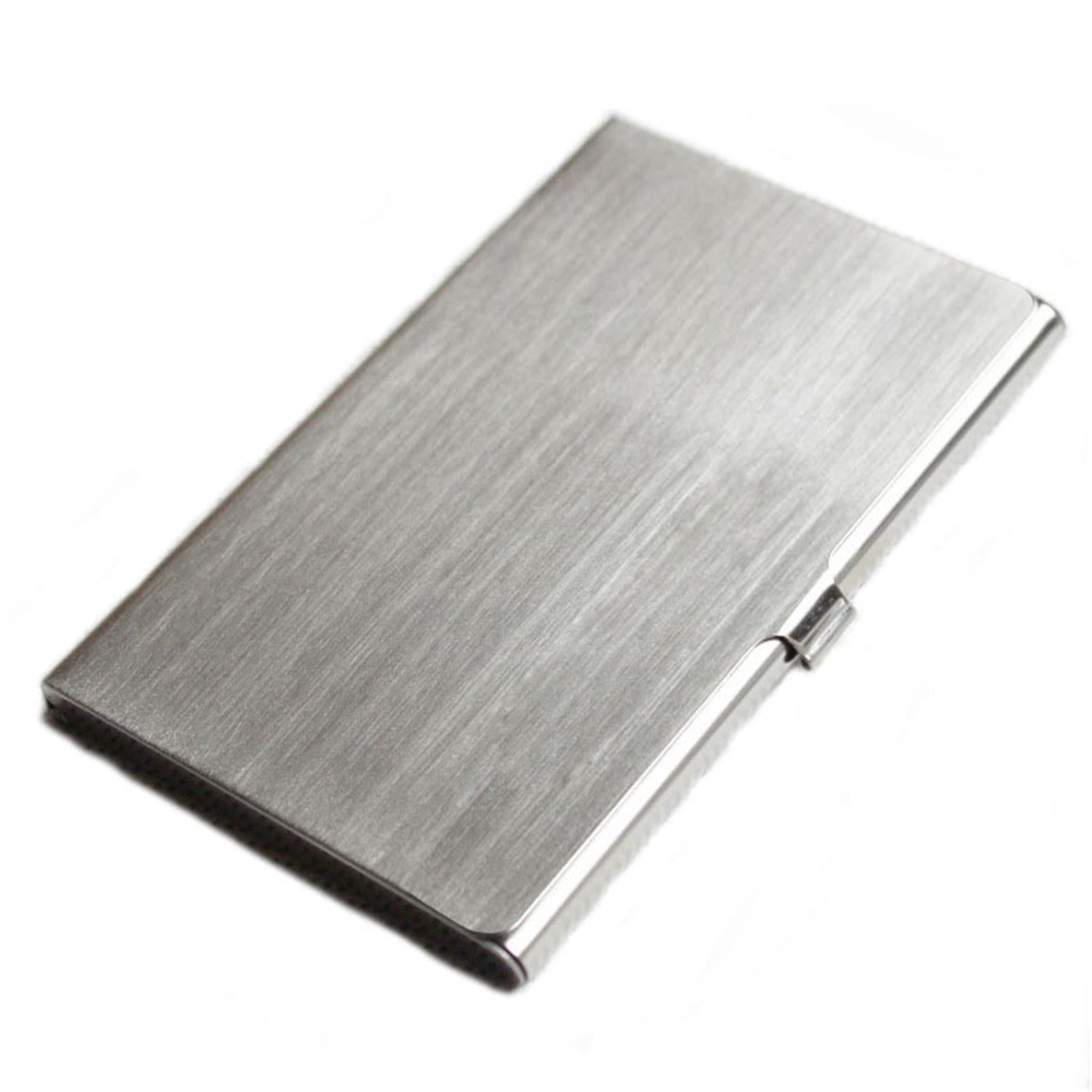 Slim Business Card Case for Men & Women, Pocket Metal Case, Professional Stainless Steel Business Card Holders, Purse Name Card Holder, Buckle Style Shut, 1 Pcs, 3.62x2.28 3.62" x 2.28" Silver*4