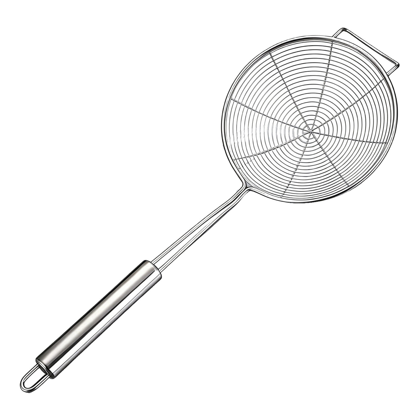 Strainer Spider Skimmers for Kitchen Cooking and Frying Food, Stainless Steel Slotted Spoon Pasta Strainers Tomato Food Strainer Skimmer Ladle For Pasta, 1 Pcs, 15.94x6.3 15.94" x 6.3" Silver