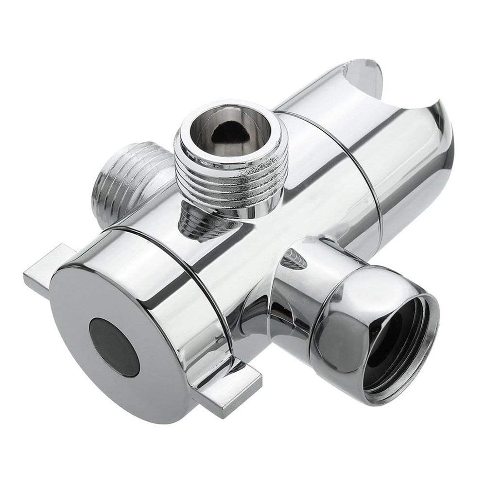 3-Way Diverter Valve, 1/2 Inch Shower Arm Diverter with Handheld Showerhead Bracket, Heavy-Duty Shower Head Arm Mounted Diverter, 1 Pcs, 3.4 Inches 3.4" Silver