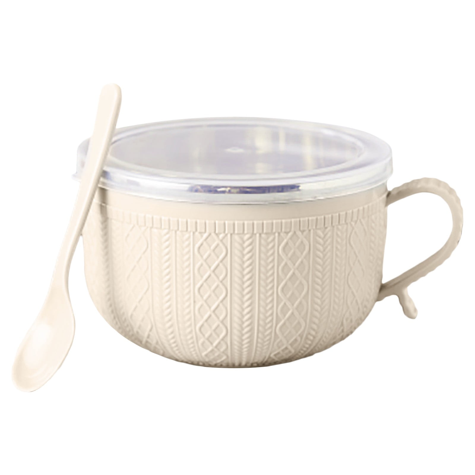 5.5'x3.74' Soup Mugs with Handles,Food Grade Heat-Resistant Bowl,Plastic Bowls Mugs with Handles for Coffee Cereal Snacks,Microwave and Dishwasher Safe Soup Cups for Cereal,Coffee,Travel(Pink) Beige
