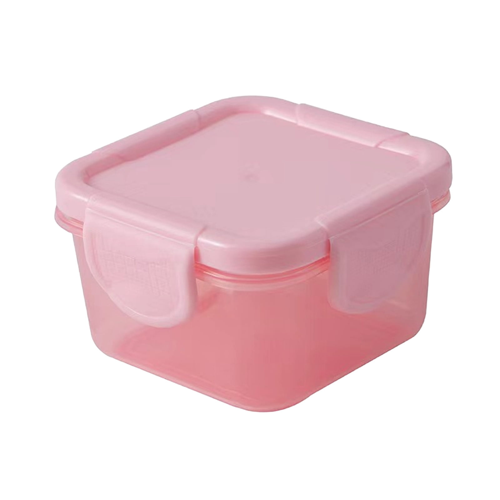 Mini Food Storage Container with Lid,Transparent Square Bento Box for Snacks & Food,Sealed Leak-Proof & Microwave-Safe,Stackable fridge Organizer in Assorted Colors Pink