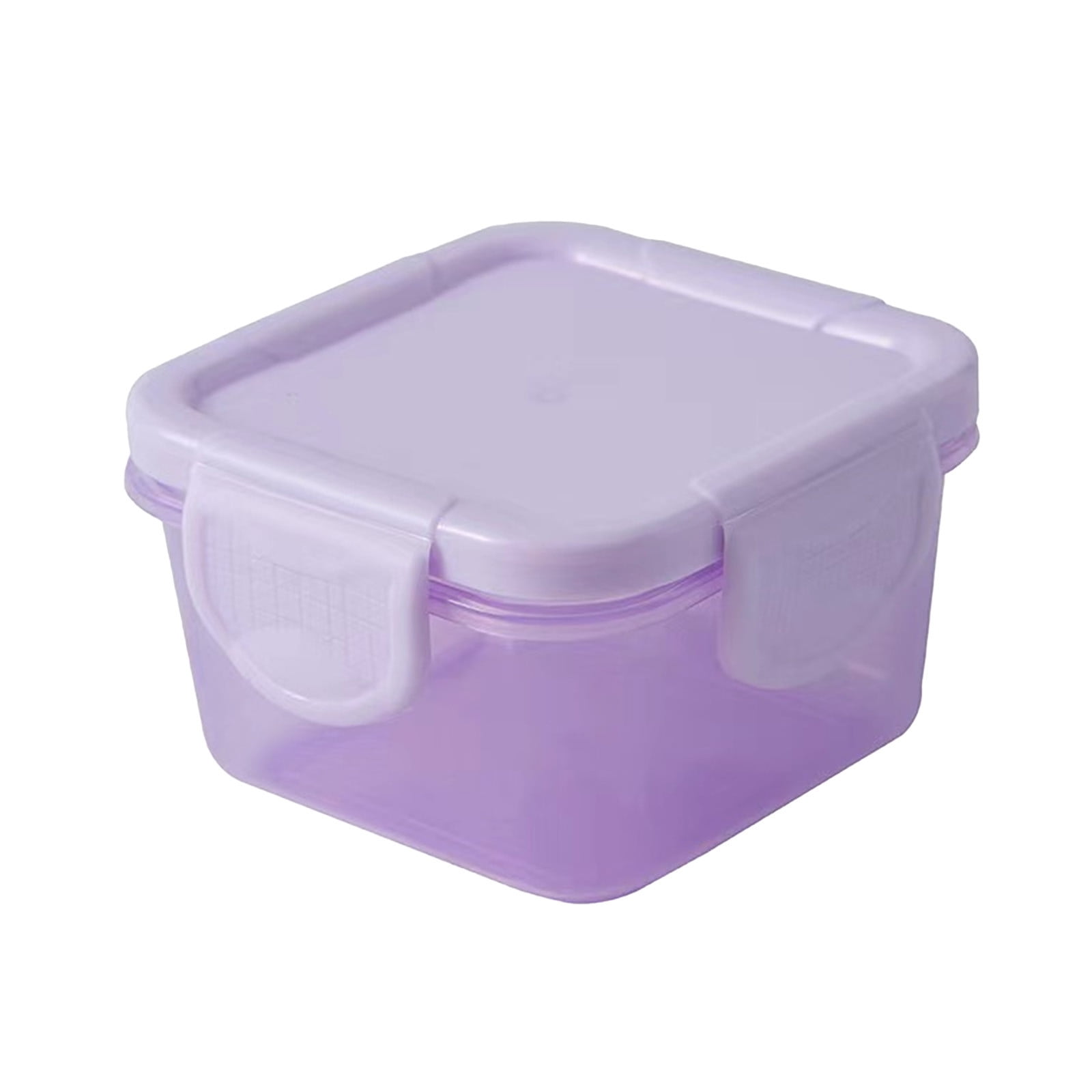 Mini Food Storage Container with Lid,Transparent Square Bento Box for Snacks & Food,Sealed Leak-Proof & Microwave-Safe,Stackable fridge Organizer in Assorted Colors Purple