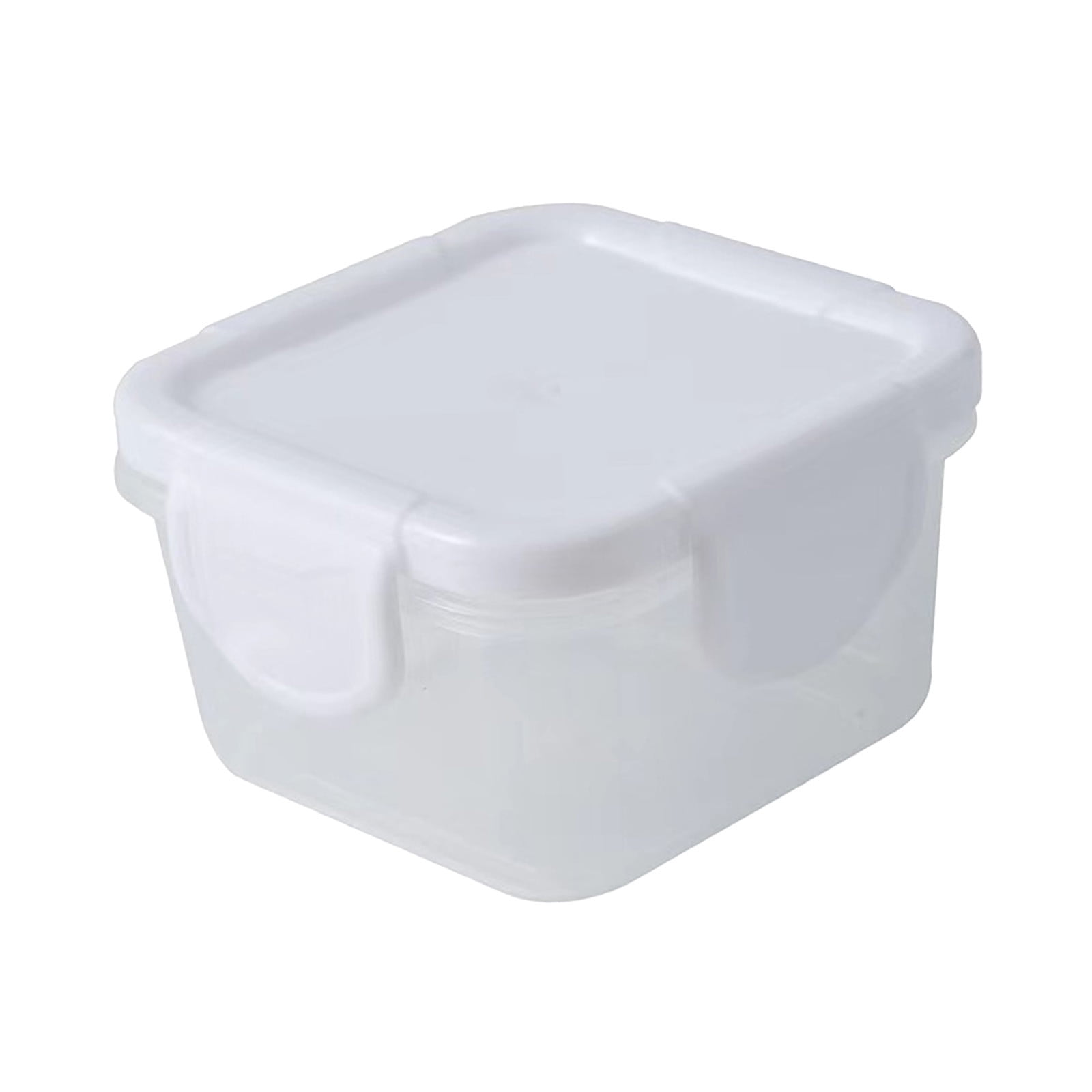 Mini Food Storage Container with Lid,Transparent Square Bento Box for Snacks & Food,Sealed Leak-Proof & Microwave-Safe,Stackable fridge Organizer in Assorted Colors White