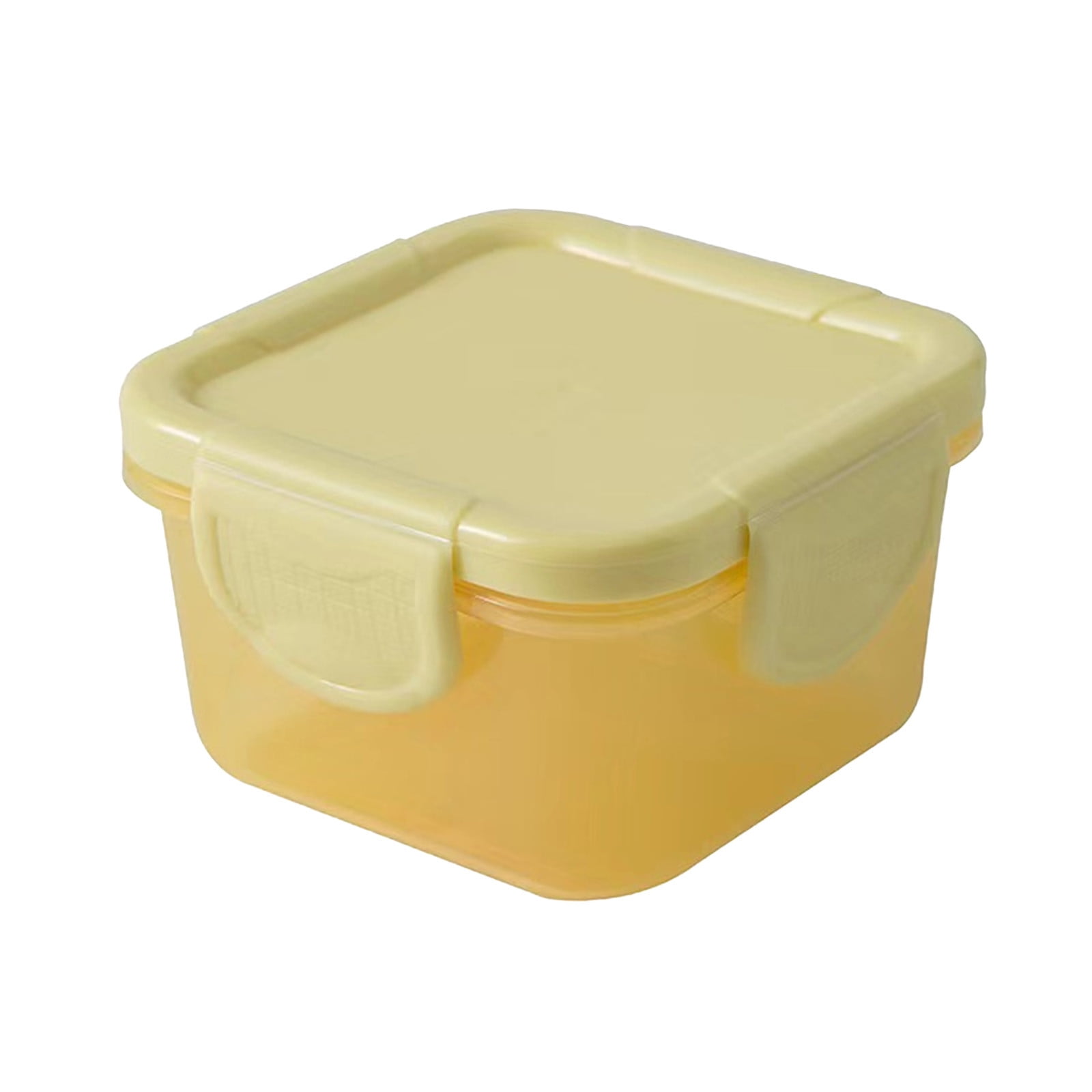Mini Food Storage Container with Lid,Transparent Square Bento Box for Snacks & Food,Sealed Leak-Proof & Microwave-Safe,Stackable fridge Organizer in Assorted Colors Yellow