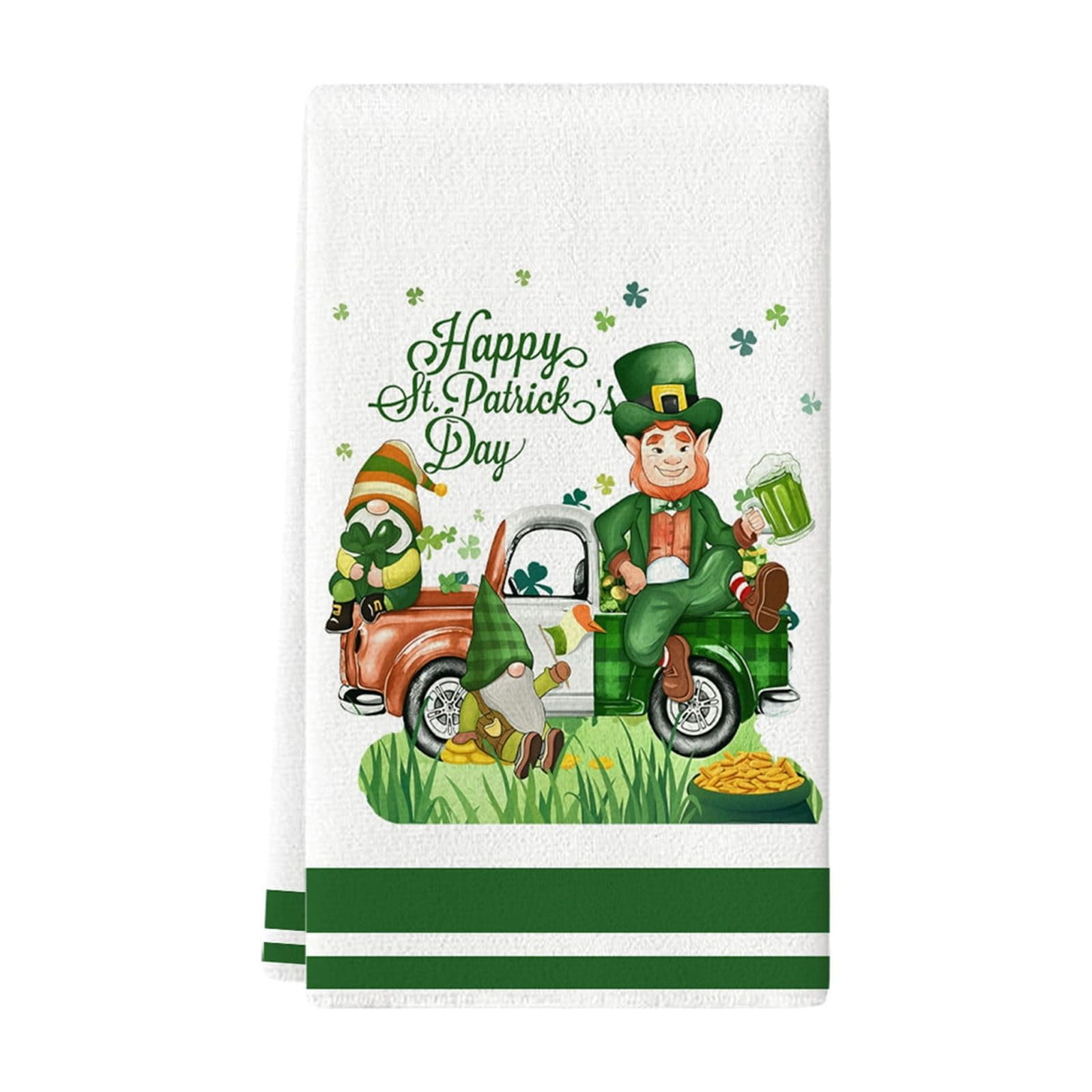 Shamrock Green Dish Towel,Set of 1 St.Patrick's Day Kitchen Towel,Bathroom Decorative Cloth for Irish Decoration Kitchen Bathroom Home Cooking Housewarming Gifts,15 x 24 Inch C