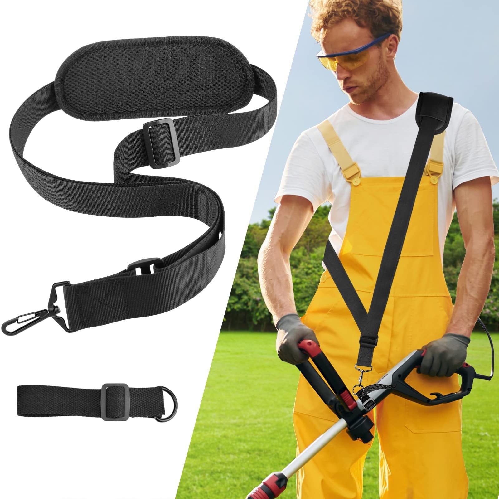 Trimmer Shoulder Strap Harness,Heavy Duty Adjustable Straps with Upgraded Metal Clasp,Compatible with EGO String Trimmer & Leaf Blower,Lawn Mowing Accessories for Comfort & Balance