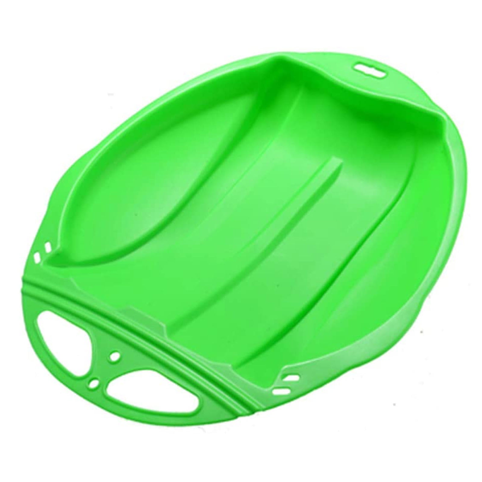 Round Snow Sled Disc for Kids and Adults, Thick Portable Skiing Pad with Anti-Skid Sunk Seat, Versatile Slider for Snow, Grass, and Sand, Comfortable Oversized Handle Design up to 220lbs Green