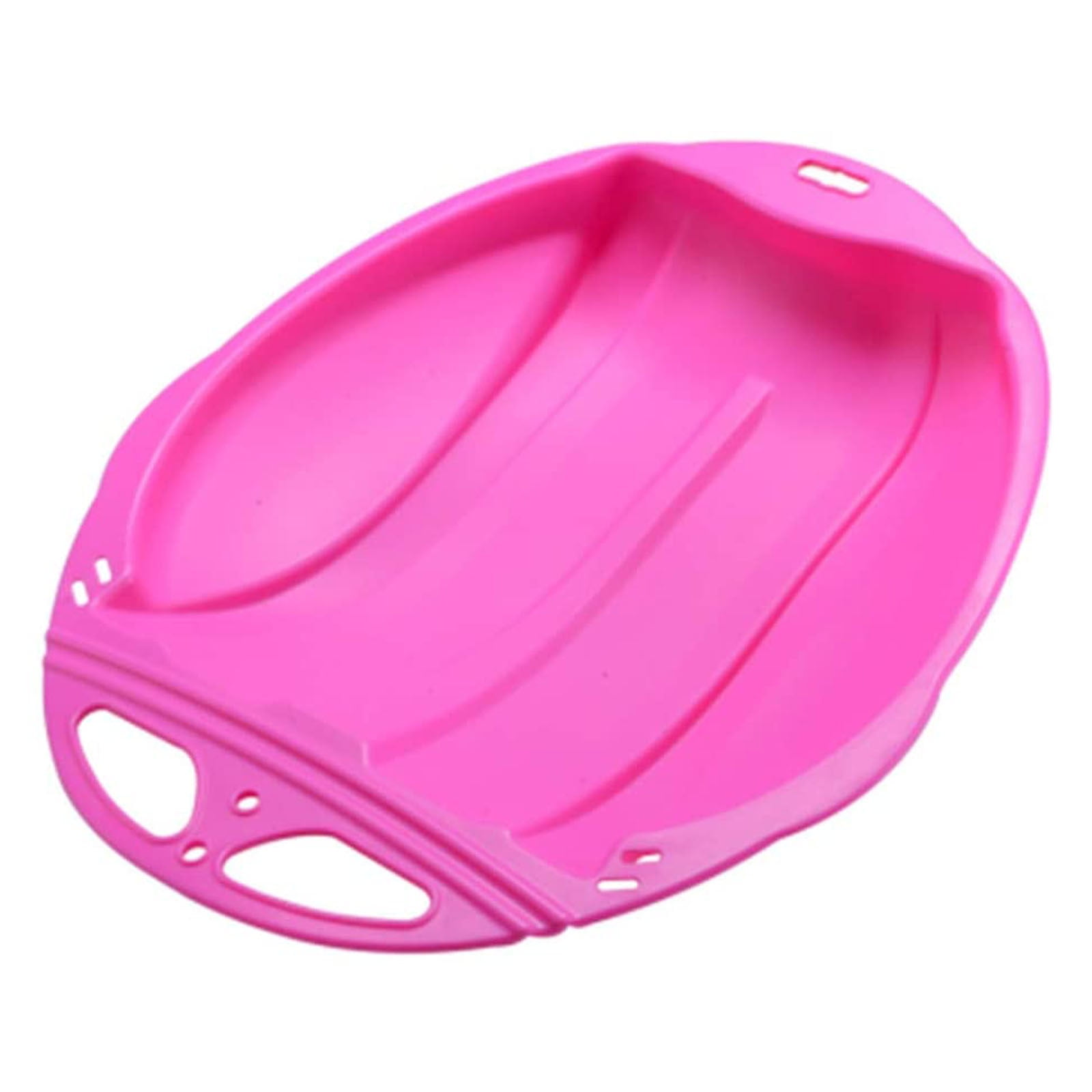 Round Snow Sled Disc for Kids and Adults, Thick Portable Skiing Pad with Anti-Skid Sunk Seat, Versatile Slider for Snow, Grass, and Sand, Comfortable Oversized Handle Design up to 220lbs Pink