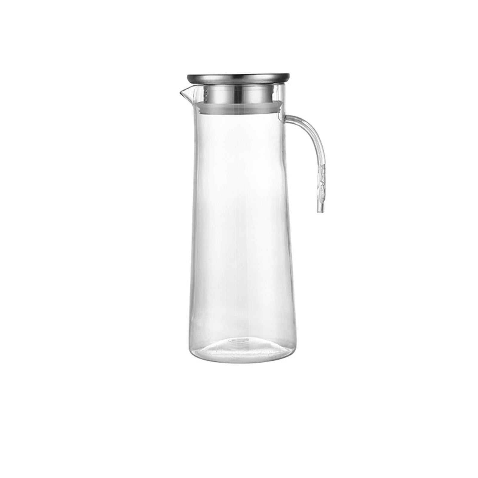 Glass Pitcher with Lid, Easy Clean and Heat Resistance Borosilicate Glass Jug for Hot or Cold Water, Milk, Ice Tea and Juice Beverage, 1 Pcs, 33.8 Oz, 9.44x3.54 10.62" x 3.54" Clear