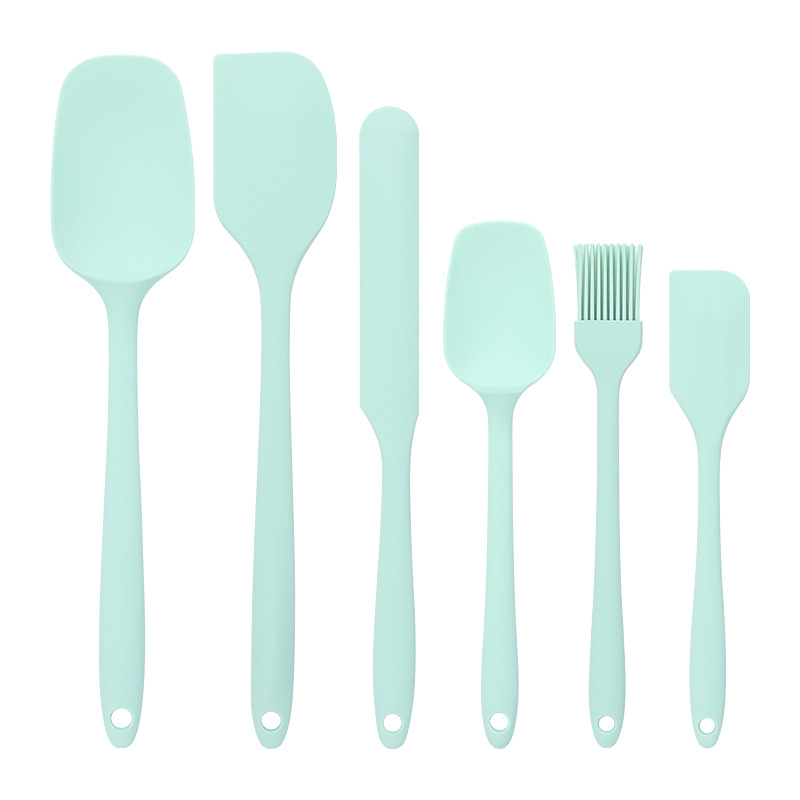 Baking - Silicone Spatulas - Set of 6 Silicone Spatulas, Heat Resistant up to 600°F, Food Safe, BPA Free, Flexible, Suitable for Frying Eggs, Burgers and Pancakes（Blue）