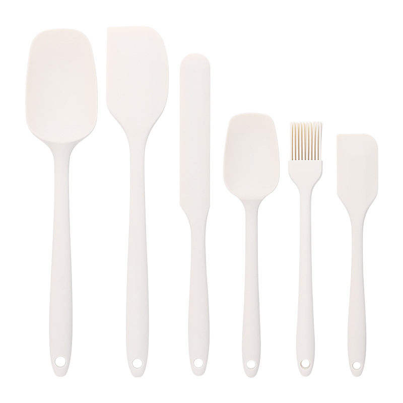 Baking - Silicone Spatulas - Set of 6 Silicone Spatulas, Heat Resistant up to 600°F, Food Safe, BPA Free, Flexible, Suitable for Frying Eggs, Burgers and Pancakes（Beige）