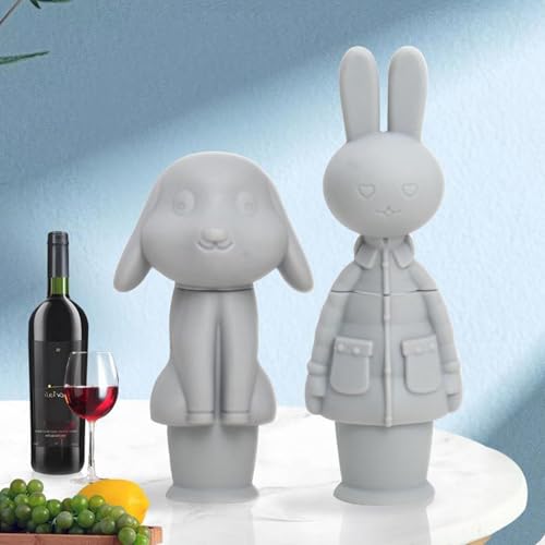 Wine stopper - festival cap - Beer stopper - Champagne stopper - Wine stopper - Bottle stopper - beer package - Rabbit - silicone - silicone stopper - bottle cap for festivals - gray - 2 pieces