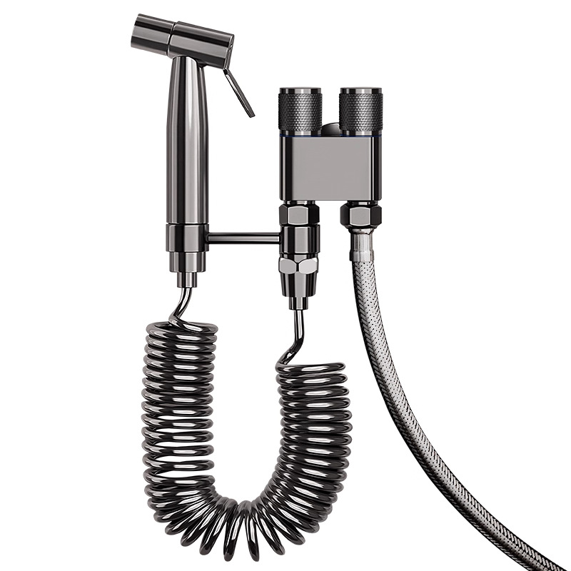 Bidet Sprayer - Hand Shower Toilet - Shattaf - WC Shower - Toilet Sprayer - Hand Bidet - Bidet Faucet - Intimate Hygiene - Stainless Steel - Bathroom Accessories - Complete Set with Hose - Including Adapter 1/2 to 3/8 - Gray - 1 Piece