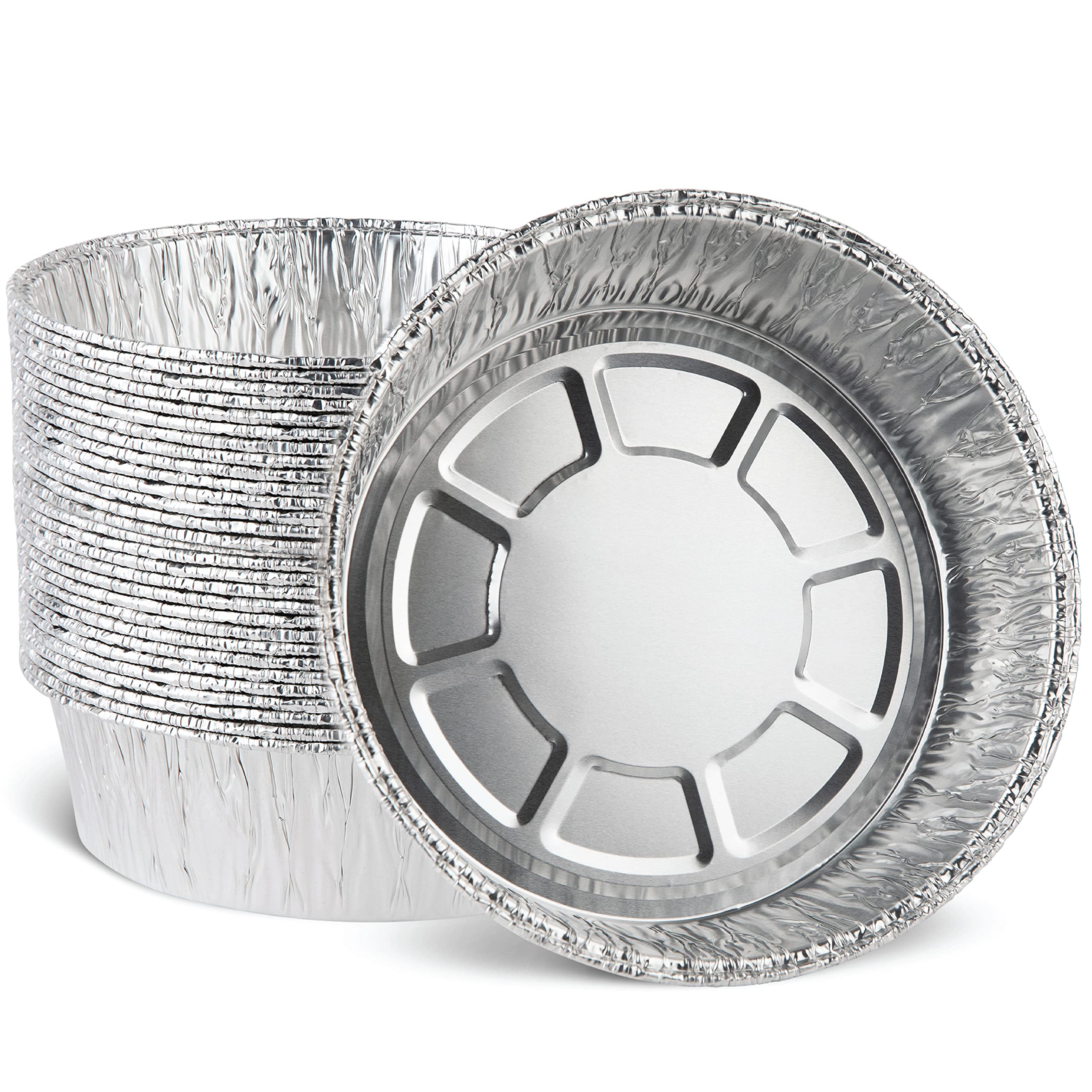 Aluminum Trays - Large Oven Dishes - Airfryer Trays XXL - Aluminum Bowls - Disposable Trays - BBQ Drip Trays - Grill Accessories - Round Baking Pans - Heat Resistant - Catering Trays - Food Containers - Serving Trays - Sturdy - Silver - 50 Pieces