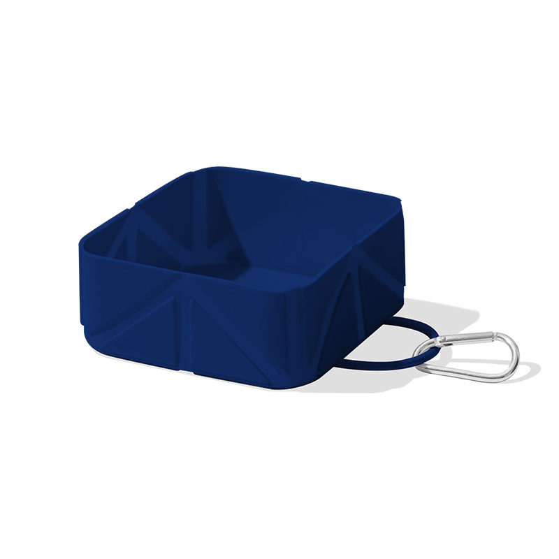 Foldable Dog Food Bowl - Dog Drinking Bowl - Dog Bowl - Travel Bowl - Water Bowl - Food Bowl - Dog Supplies - Hiking - Camping - On the Go - Silicone Bowl - Portable Food Bowl - Dog Accessories - Dark Blue - 1 Piece