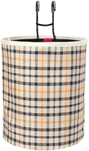 Bicycle Basket - Handlebar Basket - Front Basket - Removable Bicycle Basket - Canvas Basket - Bicycle Accessories - Diamond Pattern - Retro Design - Vintage Look - Bicycle Storage Bag - Women and Men - City Bike - Shopping Basket - Beige Black - 1 Piece