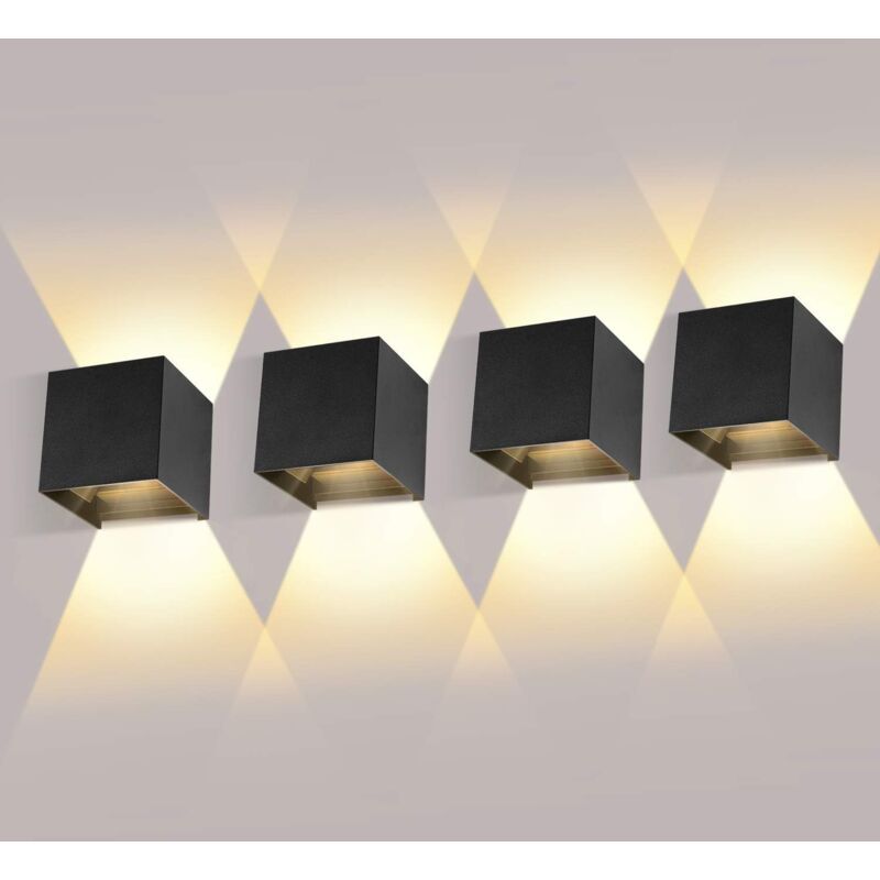 4 Pack 12W LED Wall Lights Adjustable Beam Angle IP65 Waterproof 3000K Warm White