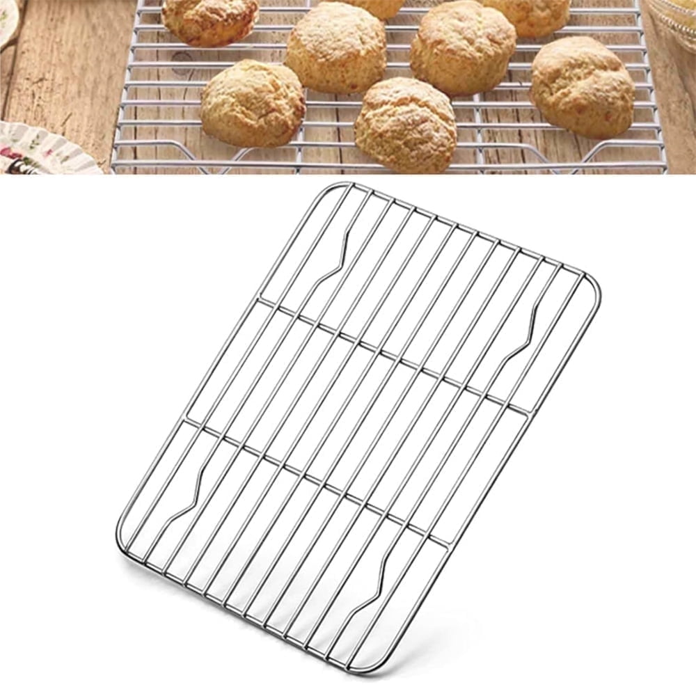 1 Pack High Strength Stainless Steel Grill Racks,QZS Nonstick Roasting Racks,Rectangle Wire Net Rack,Kitchen Baking Rack,Nonstick Wire Grill Net,for Picnic Camping Barbeque Party 11"x 9 8"×6"×0.6"