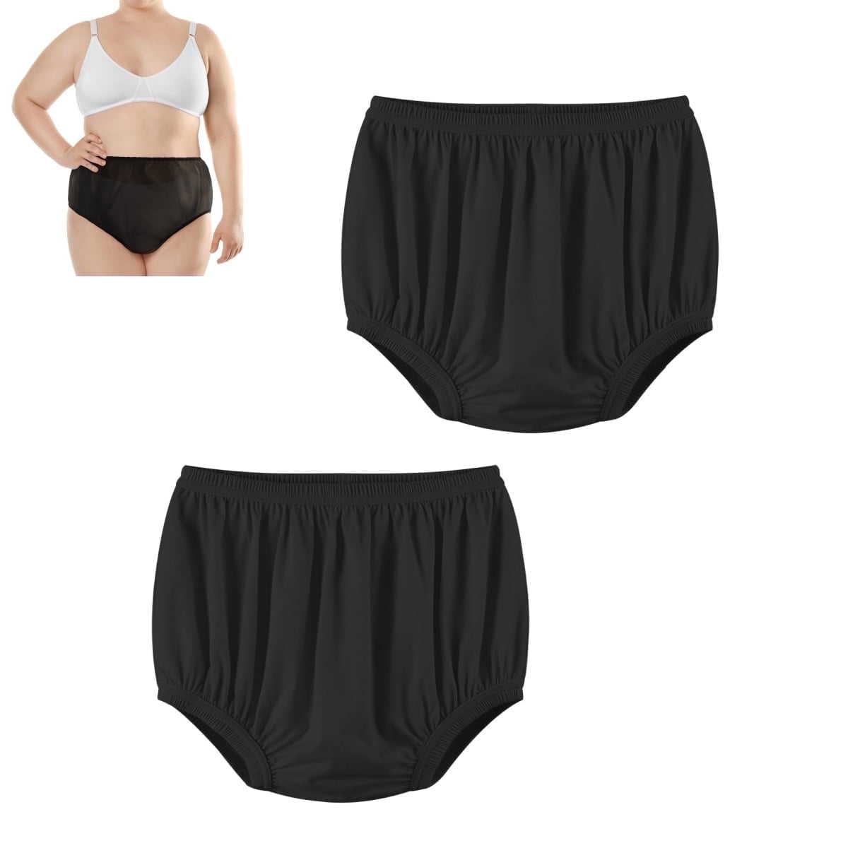 Lightweight Diaper,2 Pack Portable Adult Leakproof Diapers Covers for Indoor,Portable Plastic Waterproof Incontinence Pants for Indoor,Outdoor,Black XL Black-Size M Black-Size M