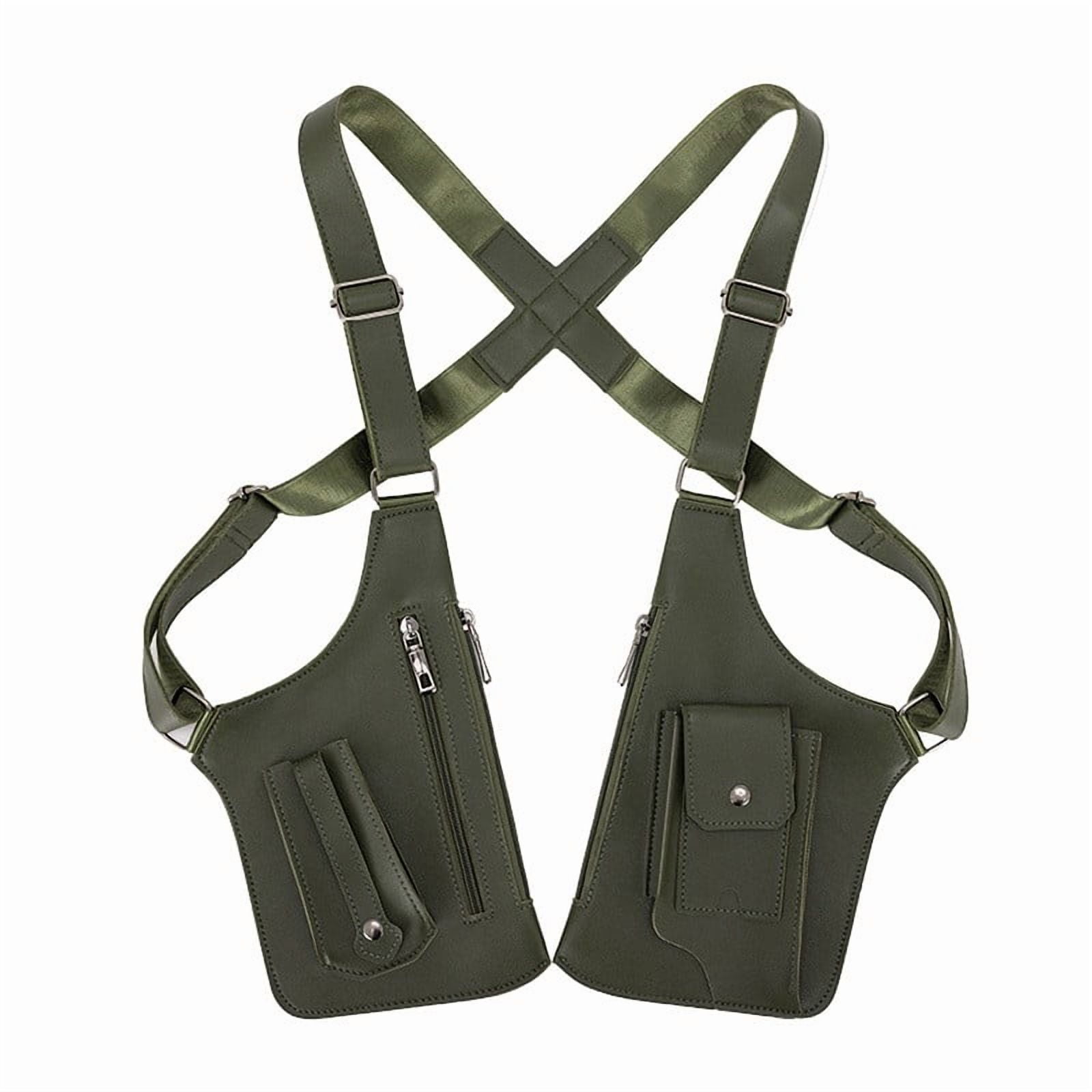 Double Shoulder Armpit Bag for Men and Women, Anti-Theft Underarm Shoulder Bag, Adjustable Shoulder Holster Bag, Pouch Wallet, Double Shoulder Bag, Anti Theft Wallet Army Green