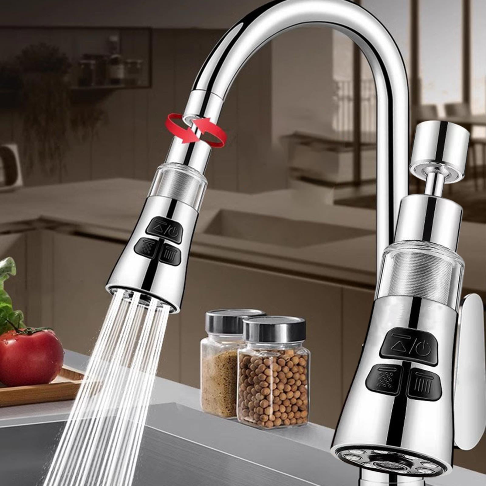 Sink Water Filter Faucet, 360 Rotating Faucet Filter, 3 Mode Sprayer, Extender Purifier, Remove Heavy Metal Hard Water, for Home Toilets Kitchen Bathroom Gray