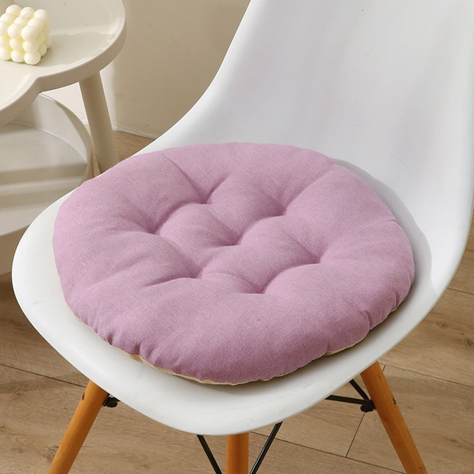Seat Cushion 19.7*19.7in Thickened Large Size Chair Cushions Candy Color Round Soft Office Chair Cushion Breathable Linen Meditation Floor Pillow for Tatami Living Room Car Dorm Desk Chair 17.7" x 17.7" Purple