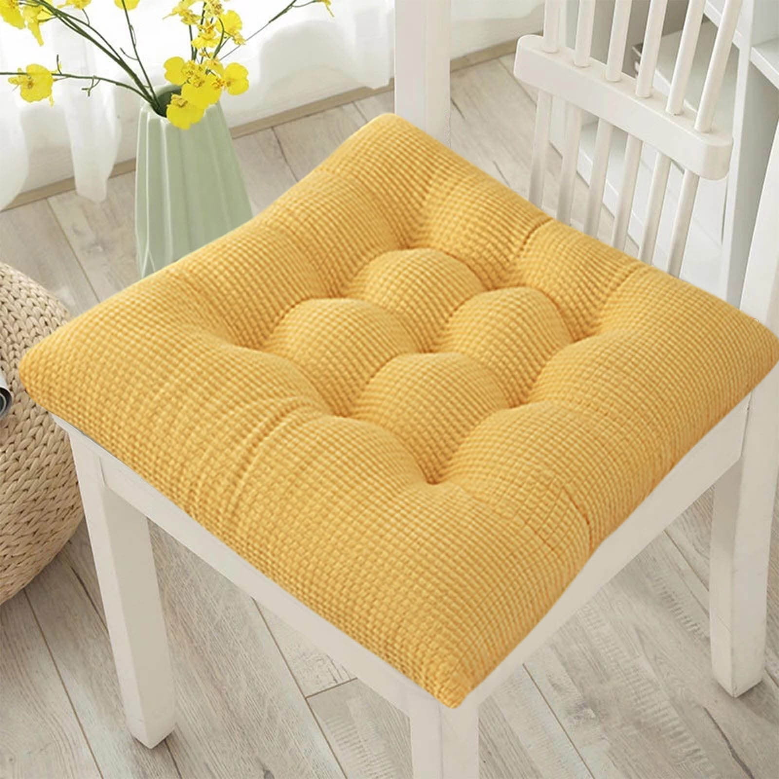 Solid Color Thickened Corduroy Chair Cushions 17.7 * 17.7in Extra-Large Size Seat Cushion with Machine Washable,Large Size Dining Chair Cushion Student Office Tatami Cushion Meditation Cushion 17.7" x 17.7" Hot Pink