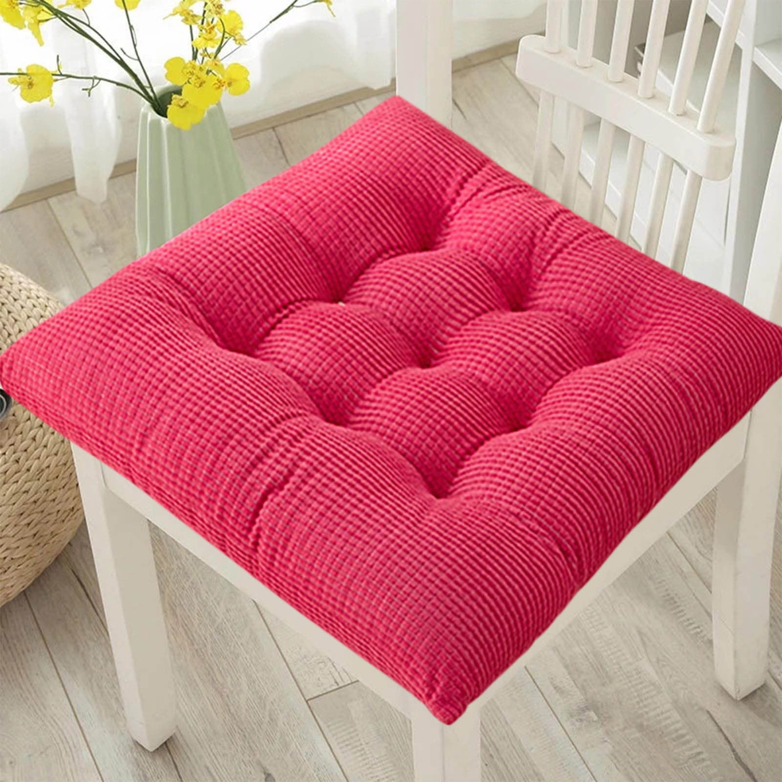 Solid Color Thickened Corduroy Chair Cushions 17.7 * 17.7in Extra-Large Size Seat Cushion with Machine Washable,Large Size Dining Chair Cushion Student Office Tatami Cushion Meditation Cushion 15.7" x 15.7" Purple
