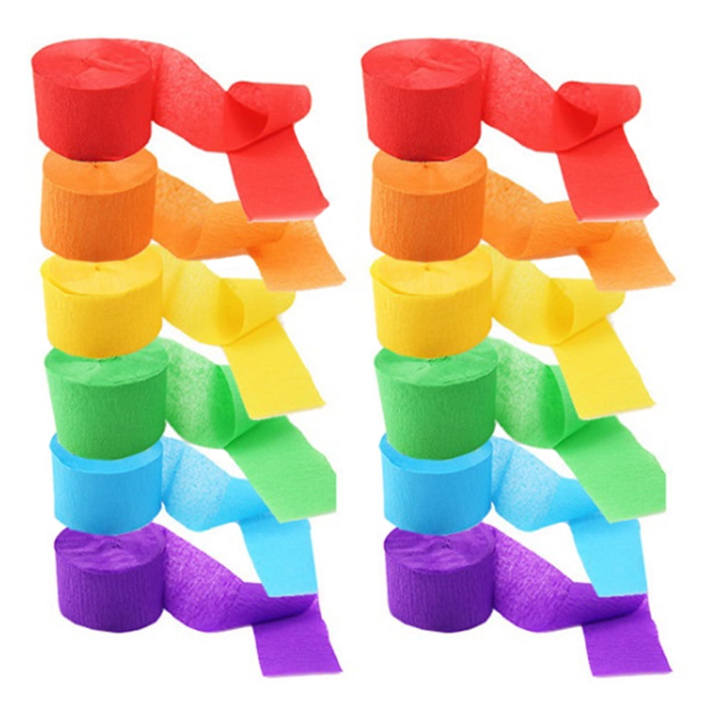 12-Pack Crepe Paper Streamers in Assorted Colors for Birthday, Party, and Event Decorations