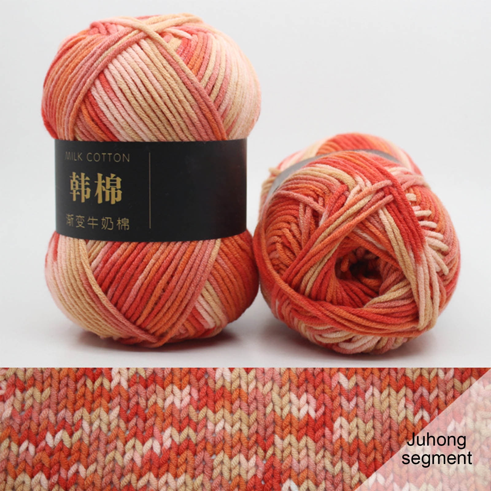 Cotton Yarn - Multicolor Rainbows Yarn,50 gram Skeins,26 Colors Available,7 Strands Of Combed Milk Cotton Crocheting Yarn for Knitting,Crochet,Weaving,Arts & Crafts - Fiesta #Q - Orange-Yellow