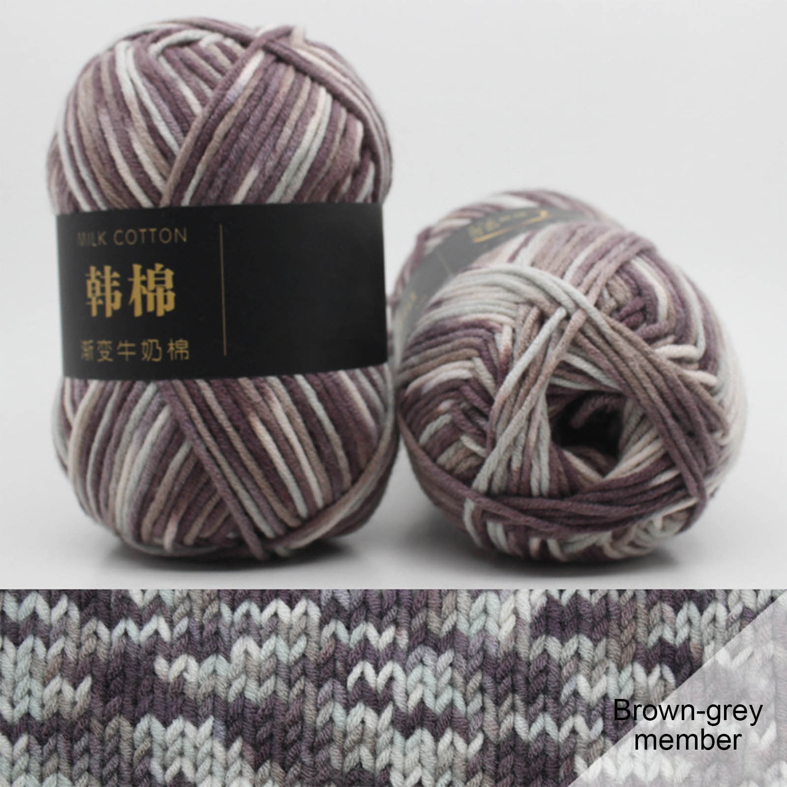 Cotton Yarn - Multicolor Rainbows Yarn,50 gram Skeins,26 Colors Available,7 Strands Of Combed Milk Cotton Crocheting Yarn for Knitting,Crochet,Weaving,Arts & Crafts - Fiesta #X - Gray White